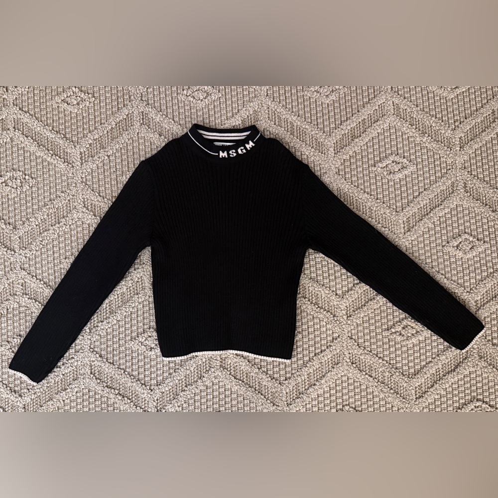 MSGM Black Ribbed Girl’s Sweater Size 10